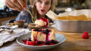 Entre le flan et le clafoutis, ce gâteau léger ne contient ni beurre ni sucre raffiné